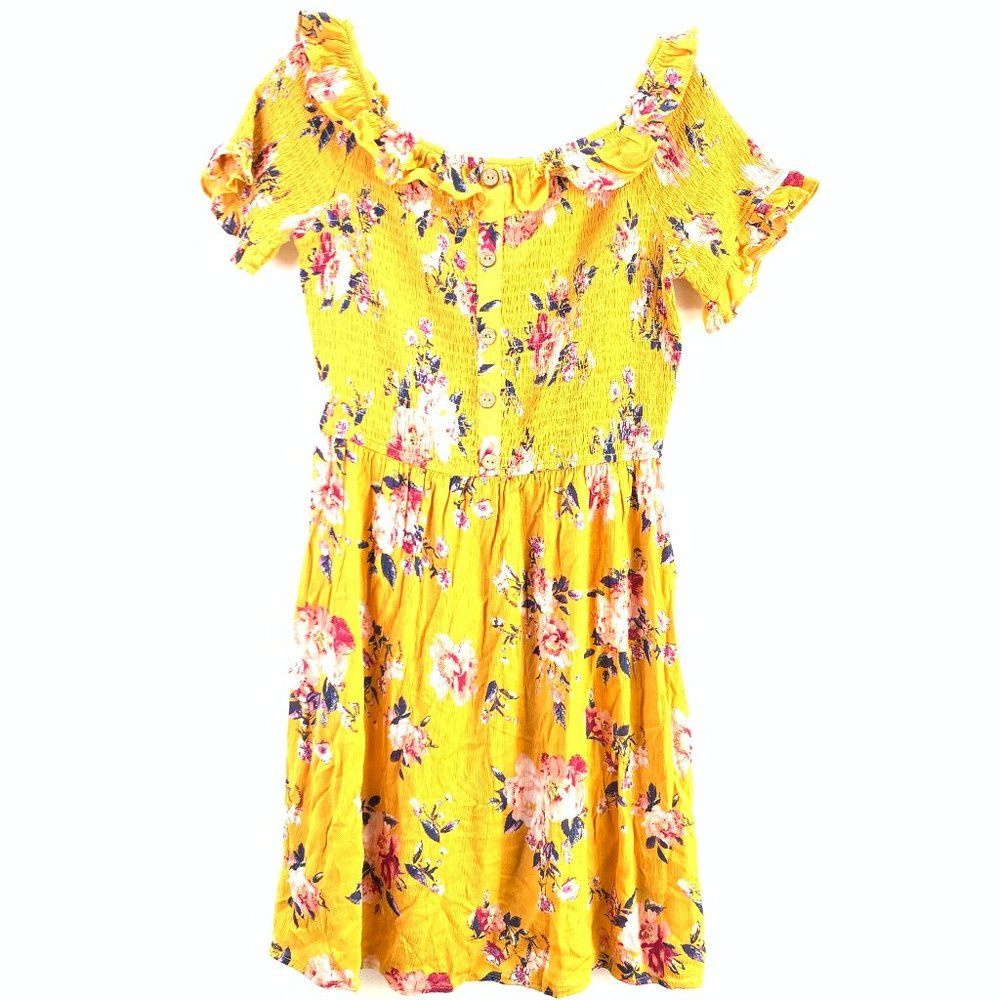 Xhilaration Yellow Floral Dress Medium #D1-105